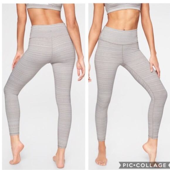 Athleta Pants - Athleta Jacquard High Rise Chaturanga Light Grey Ankle Leggings XXS